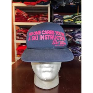 Vintage Ski Hat Ski Town All Stars No One Cares Vail CO Blue Trucker Snapback